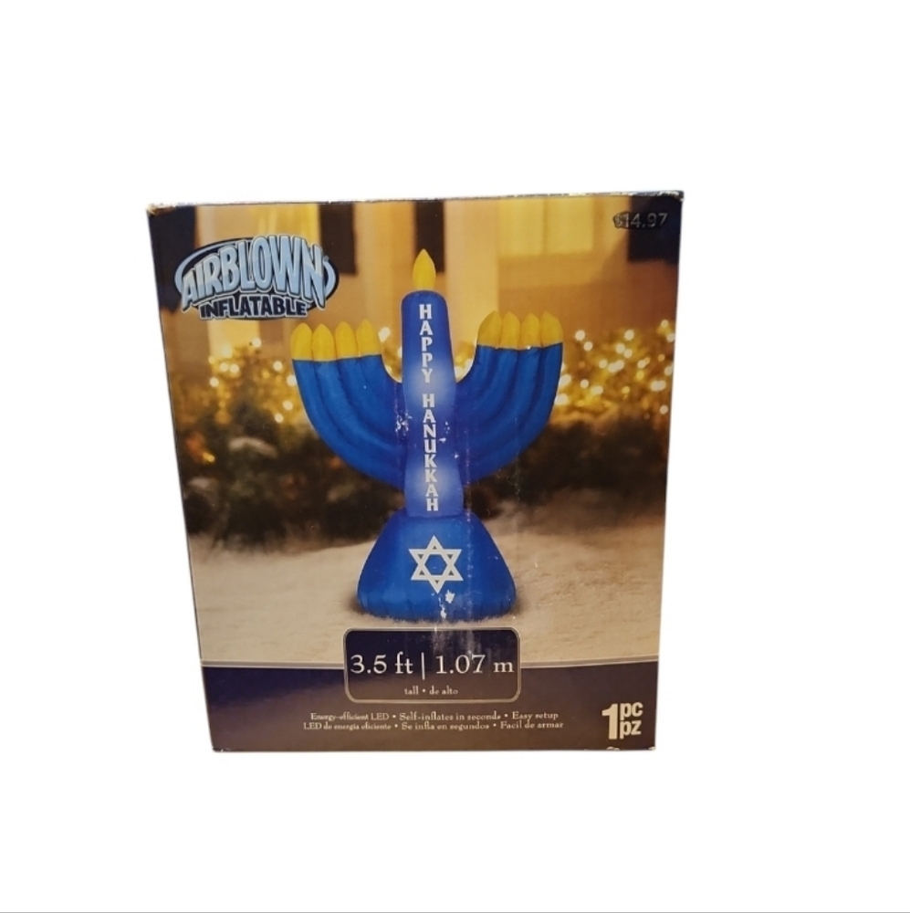 NIB Happy Haunkkah SELF INFLATABLE Menorah Decor 3.5' Tall